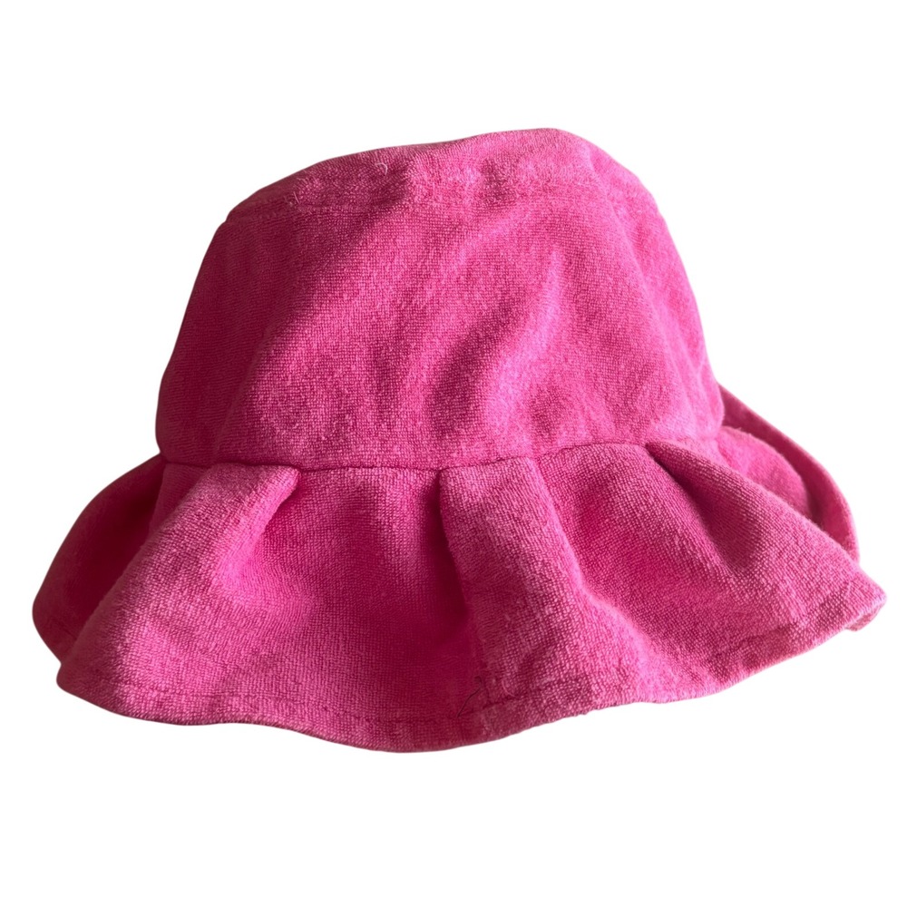 Juicy Couture Pink Terry Cloth Ruffle Bucket Hat Gold Embroidered Logo Y2K OS - Picture 4 of 8